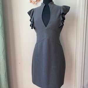 Black Halo Eva Keyhole Ruffle Gunmetal Gray L